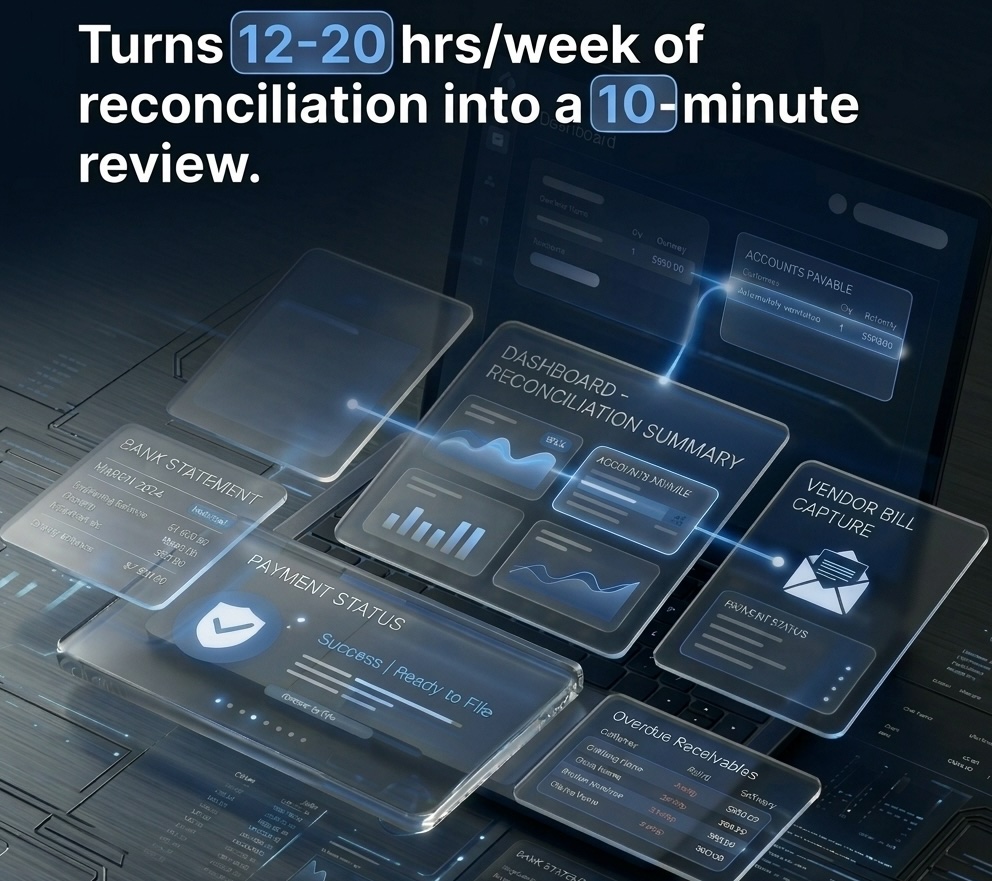 Fincline reconciliation dashboard concept